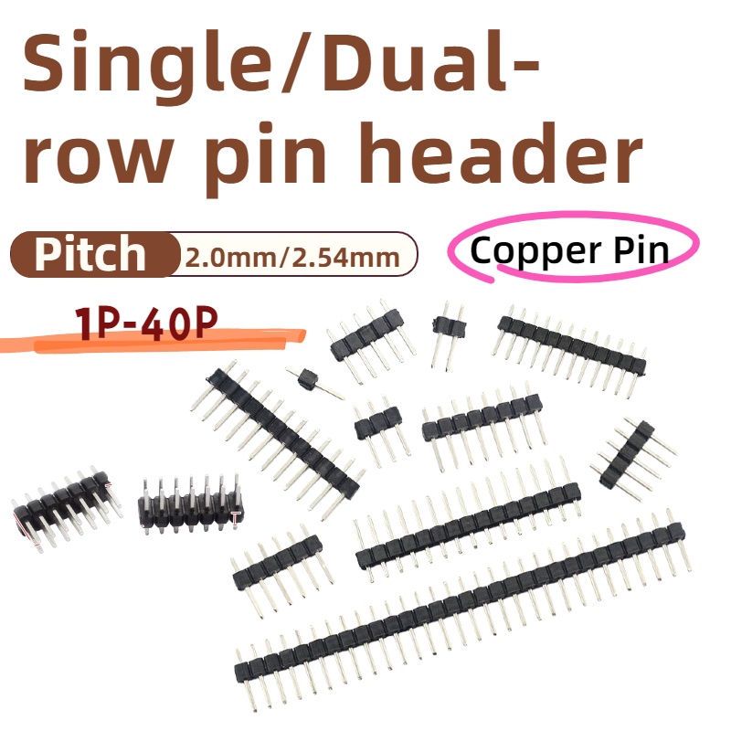 Male Female Header Pin - 10 peças, cabeçote de pino de