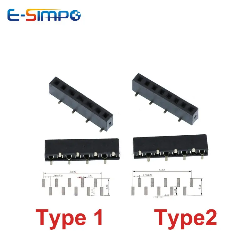 Male Female Header Pin - 10 peças 2.0mm passo smd 1*3p4p5p6p8p10p12p20p