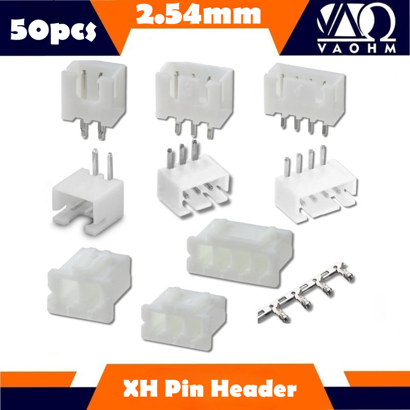 Male Female Header Pin - 50 peças xh2.54mm 2p/3p/4p conector de