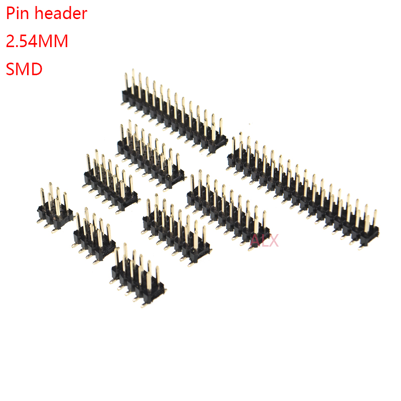 Male Female Header Pin - 10 peças smd smt 2*2/3/4/5/6/7/8/9/10/12/16/20/40/pin fileira