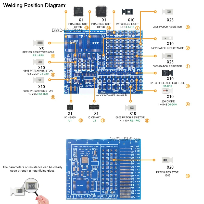 Componentes smd/smt placa de p - Hobby Diy Electronics Kit avaliação e preço
