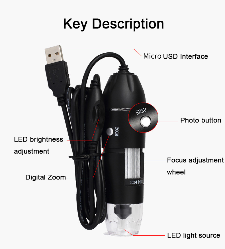 Microscópio digital USB 500X/1 - Diy Electronics Microscope avaliação e preço